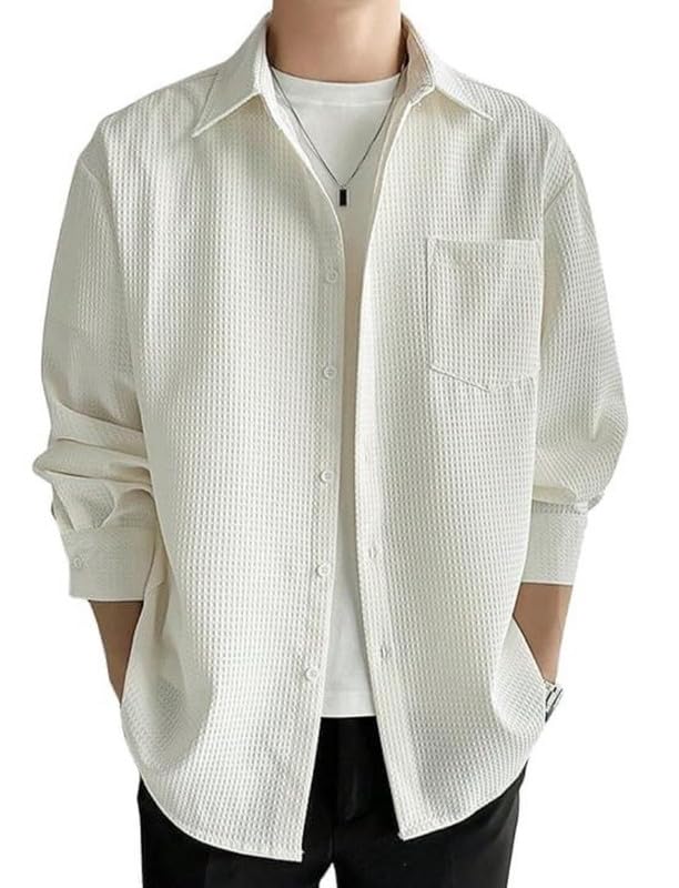 New Men’s Premium Popcorn Texture Shirt – Heavy Import Quality | No Pocket, Outer Shirt Only