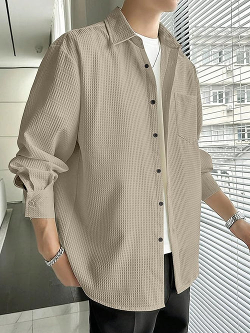 New Men’s Premium Popcorn Texture Shirt – Heavy Import Quality | No Pocket, Outer Shirt Only