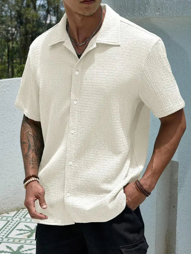 Textured Men’s Self-Design Shirt