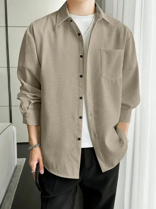 New Men’s Premium Popcorn Texture Shirt – Heavy Import Quality | No Pocket, Outer Shirt Only